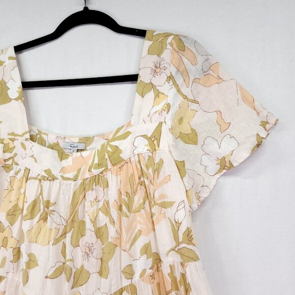 Rails Valentina Linen Mini Dress Size Medium Tiered Citrus Floral Print - Picture 11 of 12